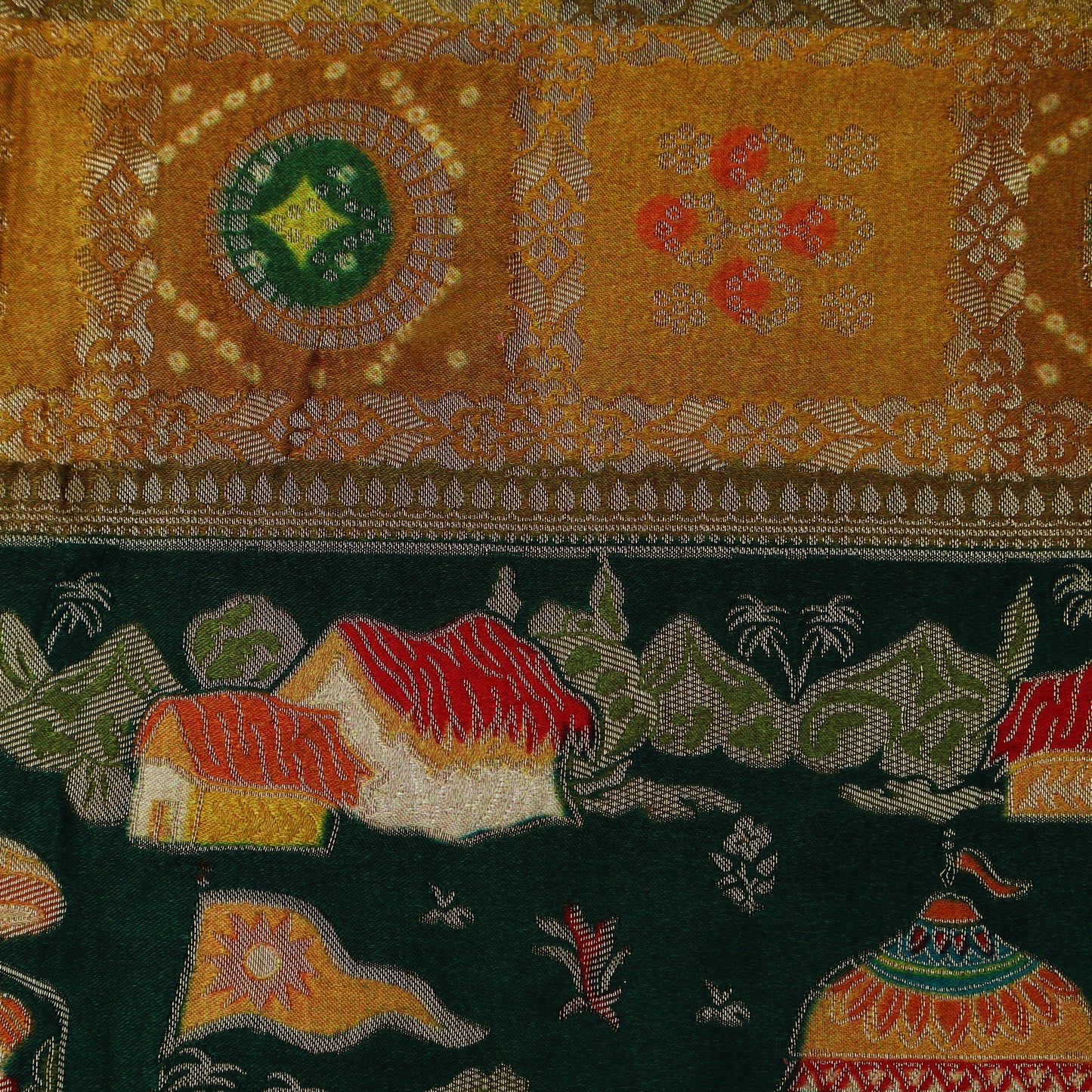 Multi Color Dola Silk Jaquard Fabric