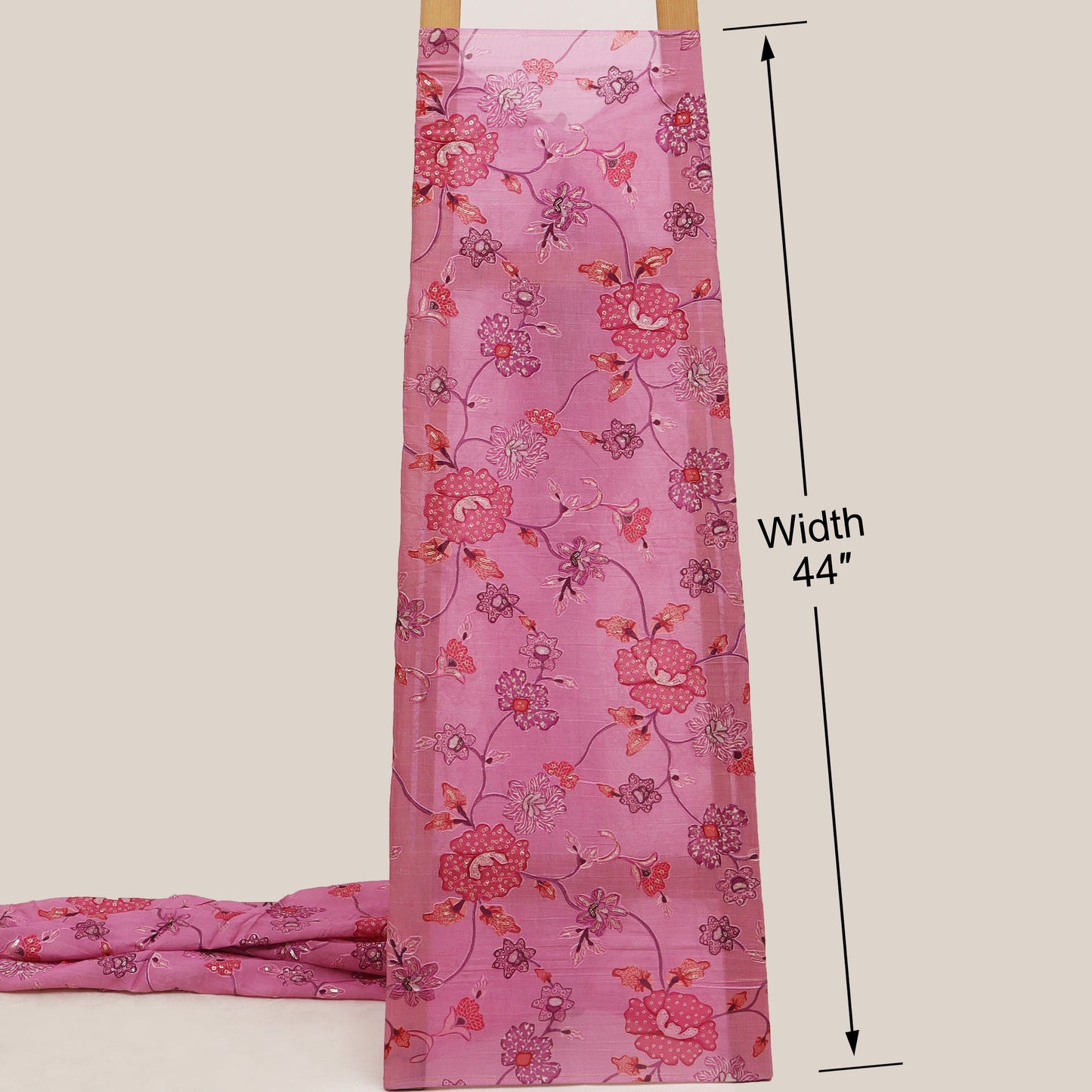 Mul Chanderi Position  Print Embroidery Fabric
