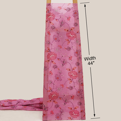 Mul Chanderi Position  Print Embroidery Fabric