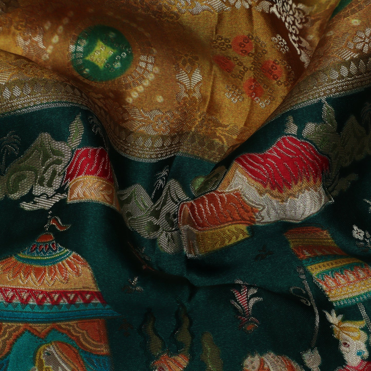 Multi Color Dola Silk Jaquard Fabric