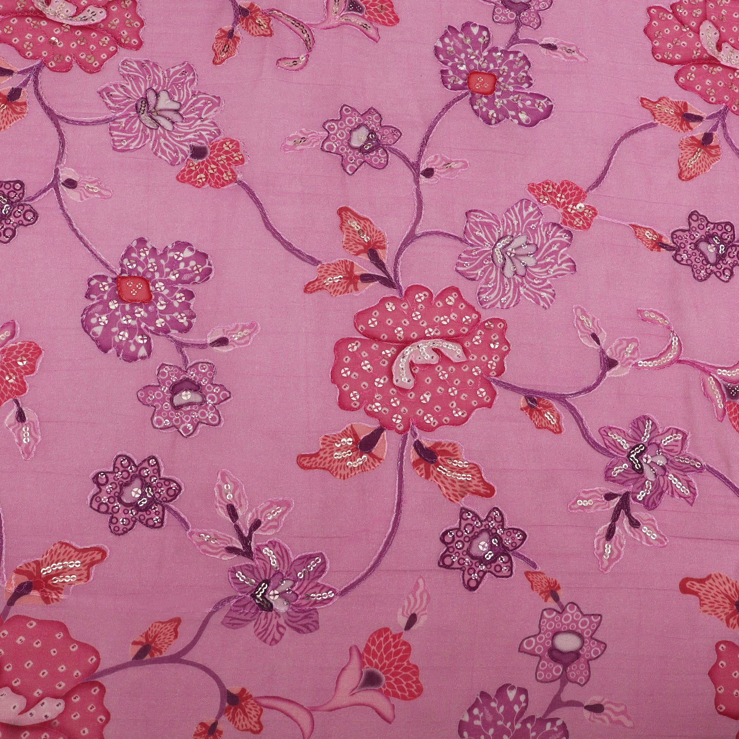 Mul Chanderi Position  Print Embroidery Fabric