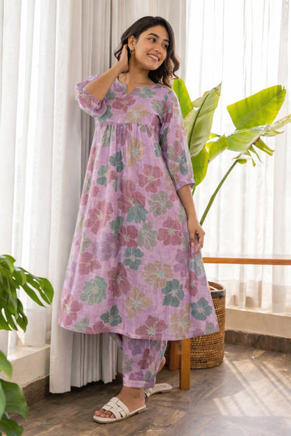 Floral Linen Printed Fabric