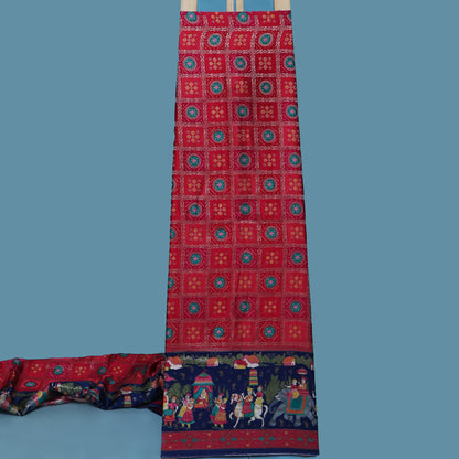 Multi Color Dola Silk Jaquard Fabric