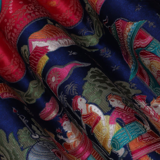 Multi Color Dola Silk Jaquard Fabric