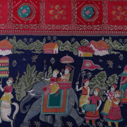 Multi Color Dola Silk Jaquard Fabric