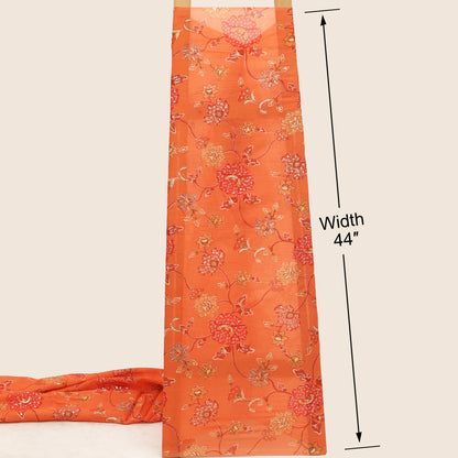 Mul Chanderi Position  Print Embroidery Fabric