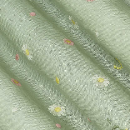 Pista Green Color Linen Booti Fabric