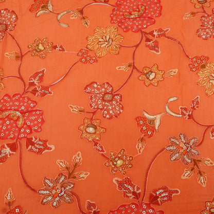 Mul Chanderi Position  Print Embroidery Fabric