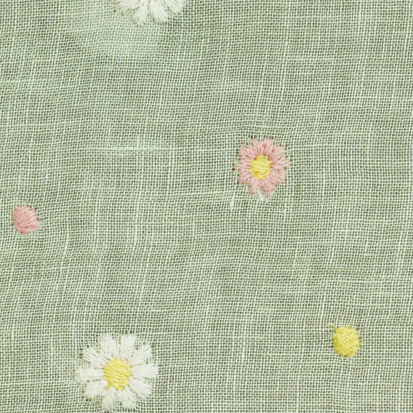 Pista Green Color Linen Booti Fabric