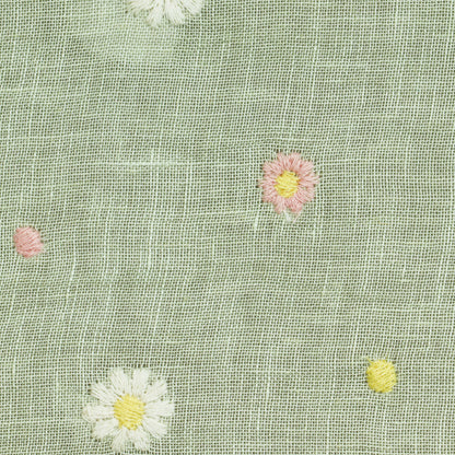 Pista Green Color Linen Booti Fabric