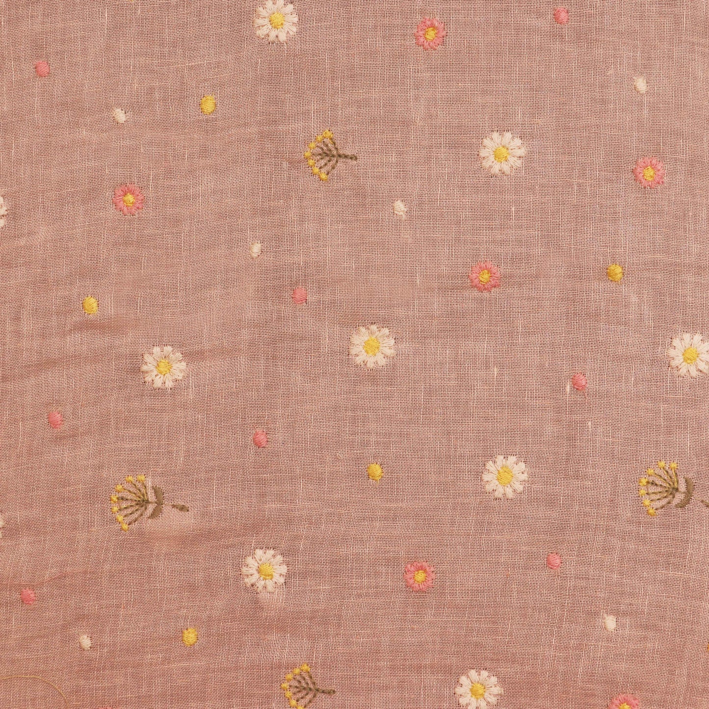 Peach Color Linen Booti Fabric