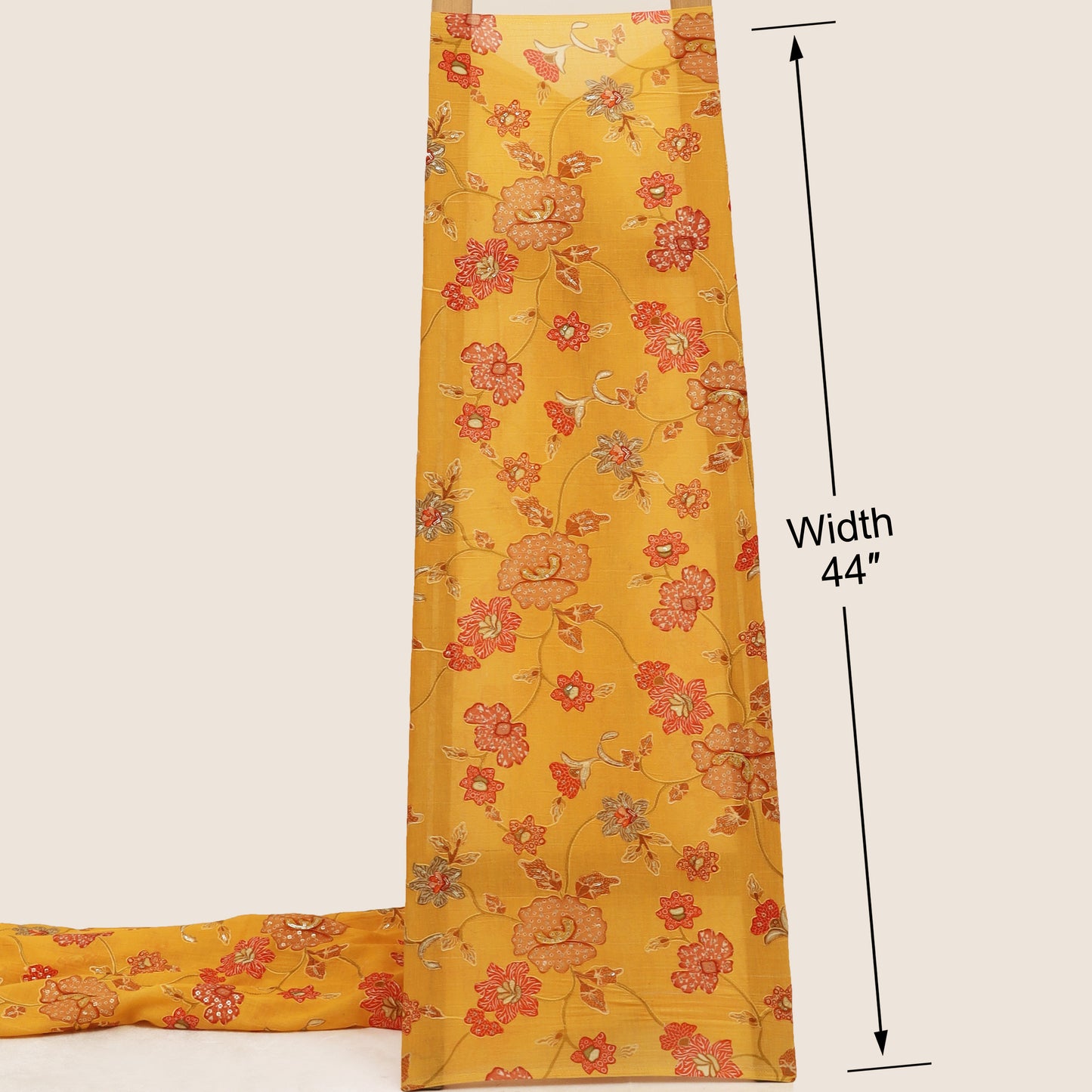 Mul Chanderi Position  Print Embroidery Fabric