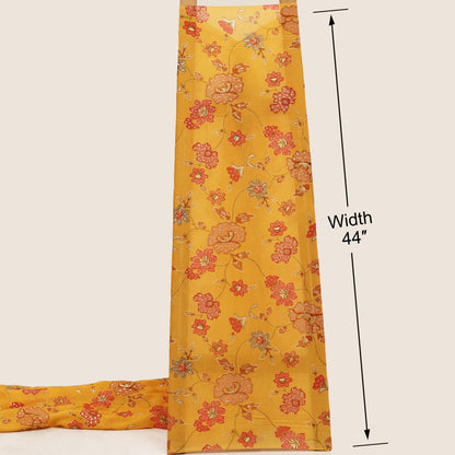 Mul Chanderi Position  Print Embroidery Fabric