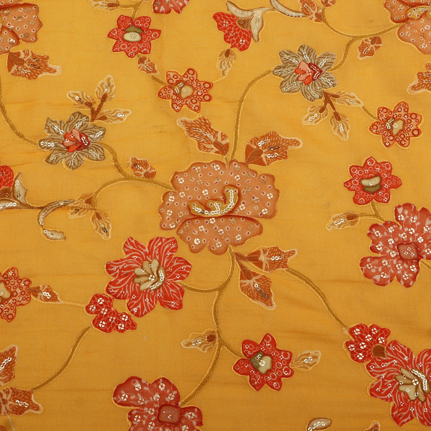 Mul Chanderi Position  Print Embroidery Fabric