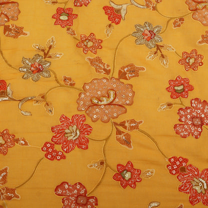 Mul Chanderi Position  Print Embroidery Fabric