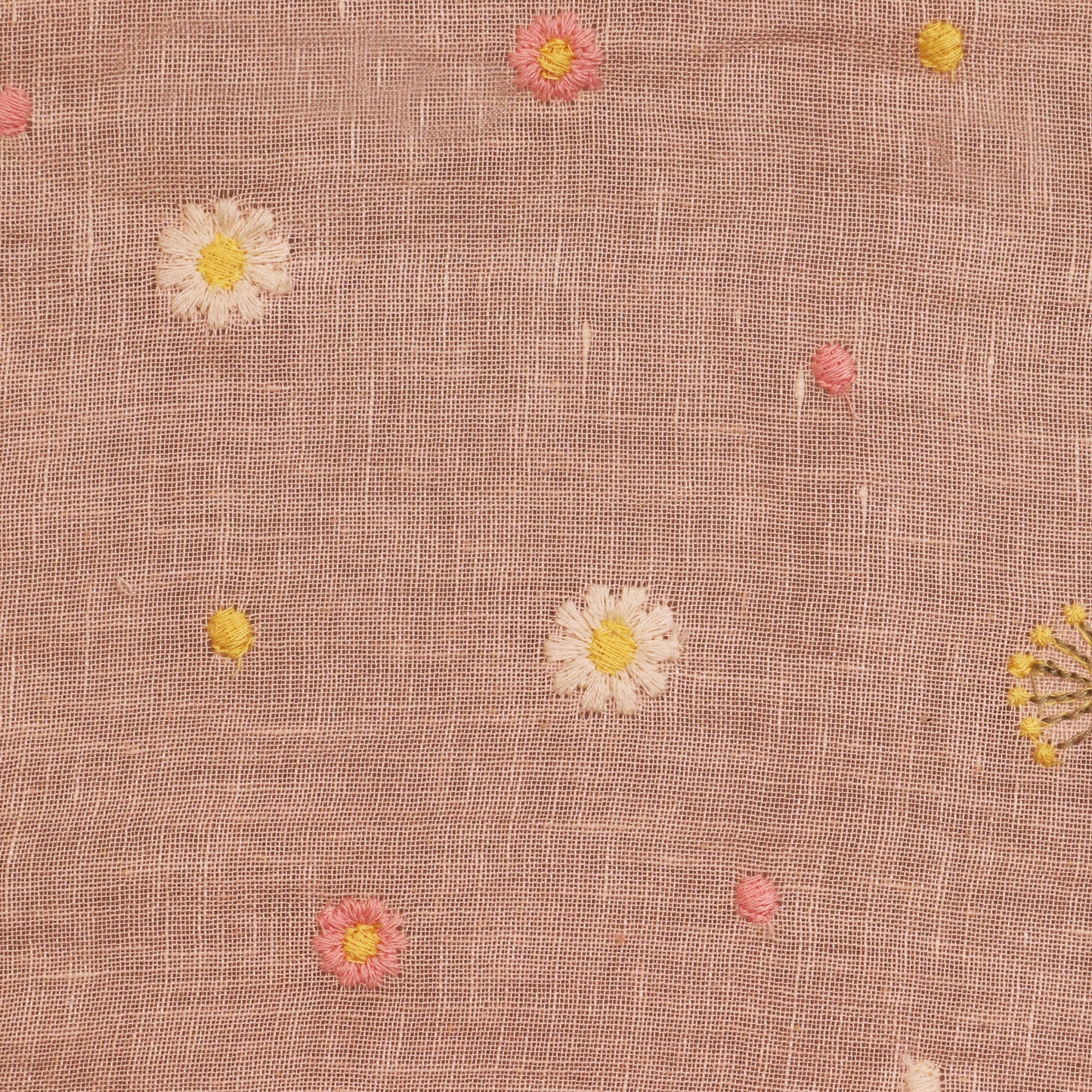 Peach Color Linen Booti Fabric