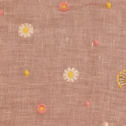 Peach Color Linen Booti Fabric