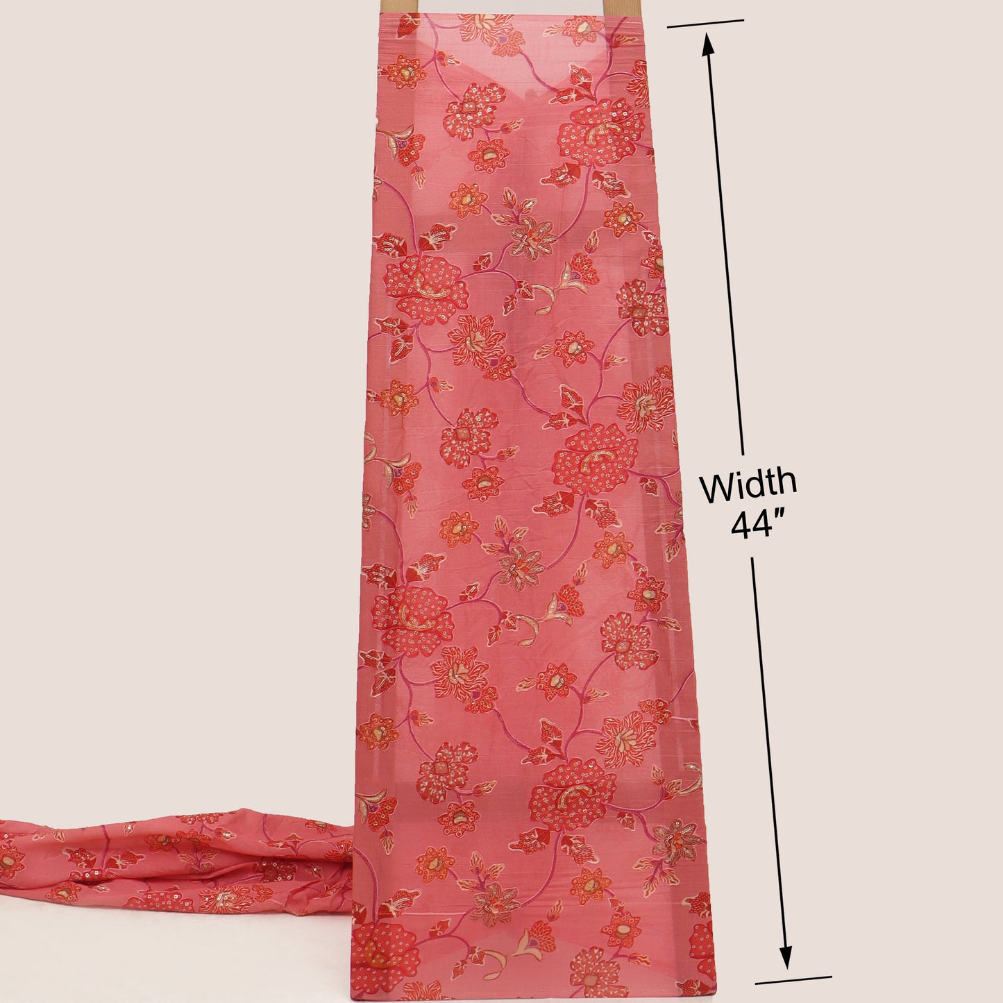 Mul Chanderi Position  Print Embroidery Fabric
