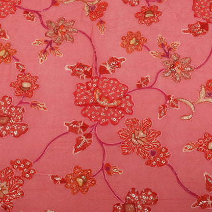 Mul Chanderi Position  Print Embroidery Fabric