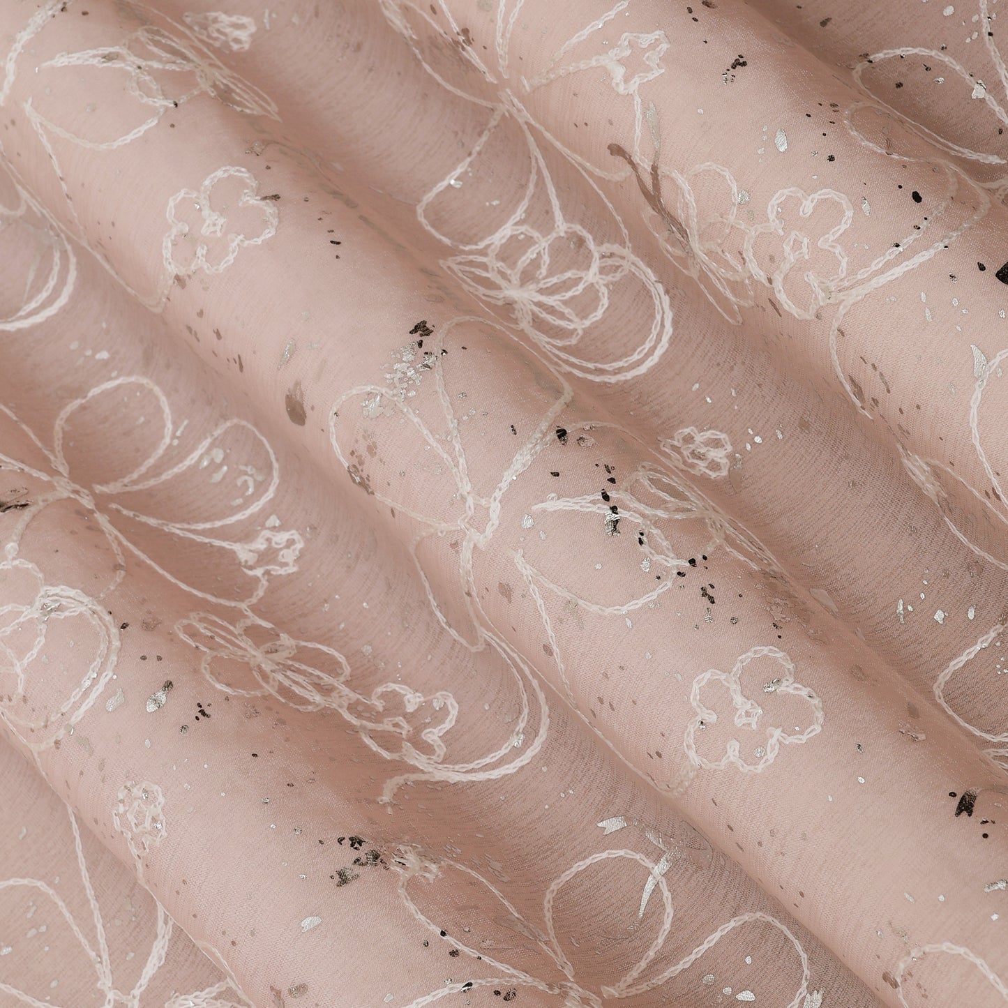 Chanderi Foil Embroidery Fabric