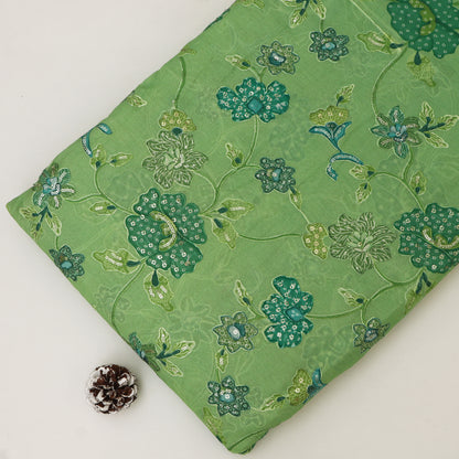 Mul Chanderi Position  Print Embroidery Fabric