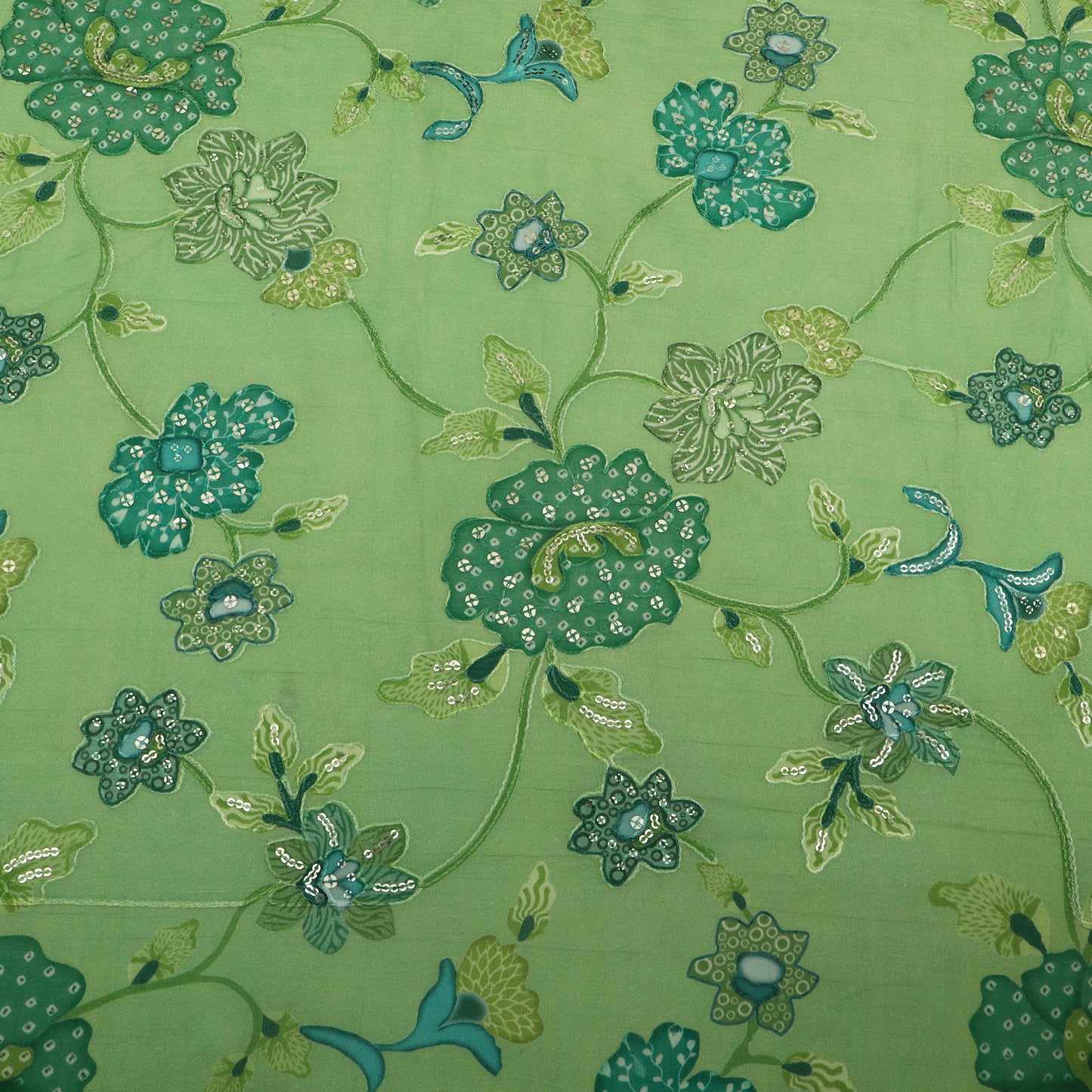 Mul Chanderi Position  Print Embroidery Fabric