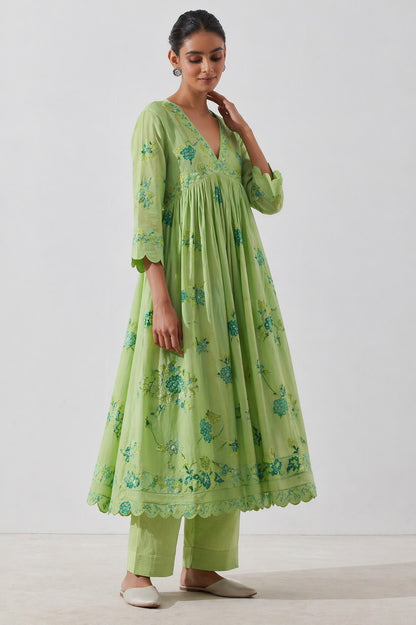 Mul Chanderi Position  Print Embroidery Fabric