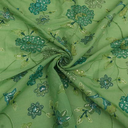 Mul Chanderi Position  Print Embroidery Fabric