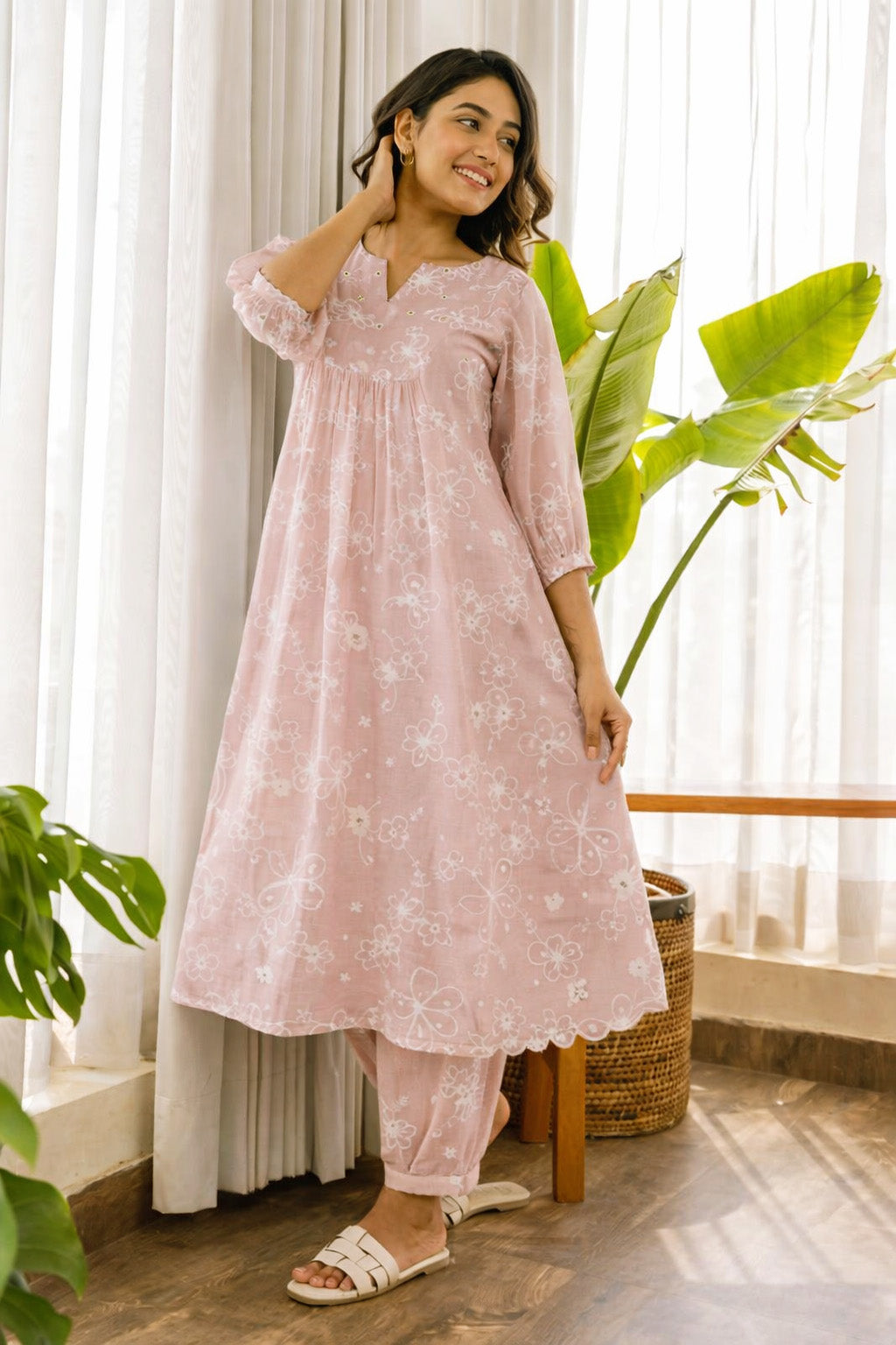 Chanderi Foil Embroidery Fabric