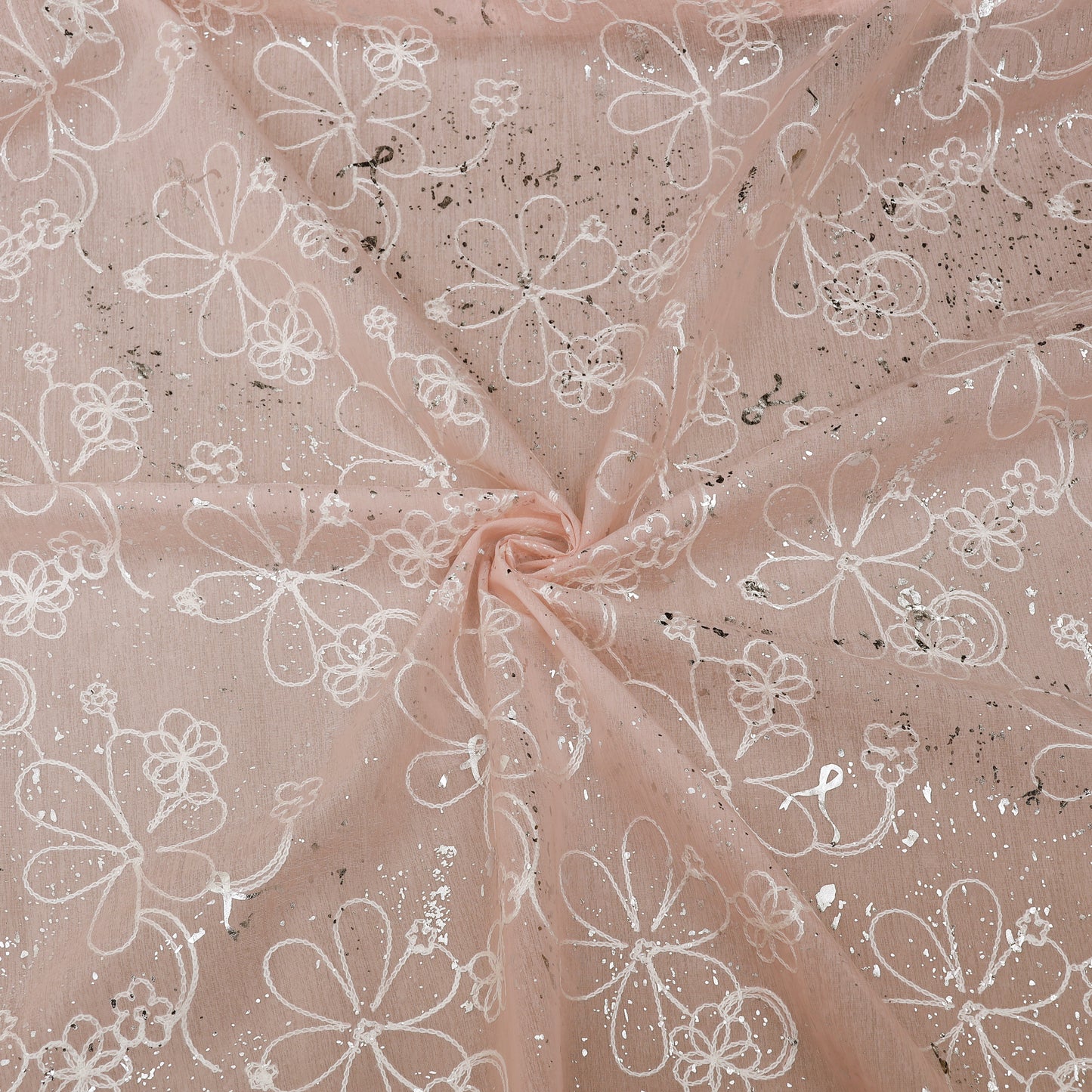 Chanderi Foil Embroidery Fabric