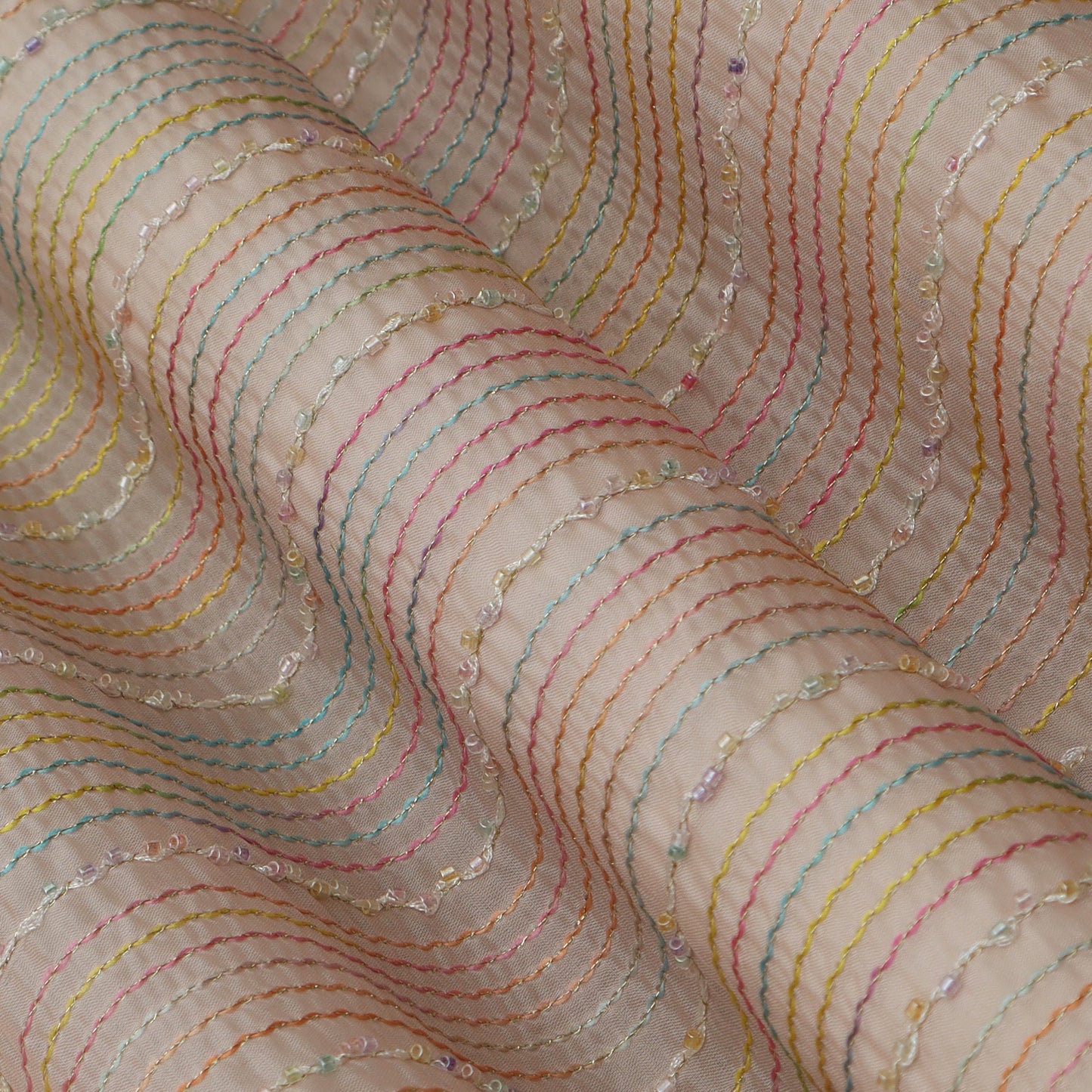 Onion Color Organza Stripe Fabric