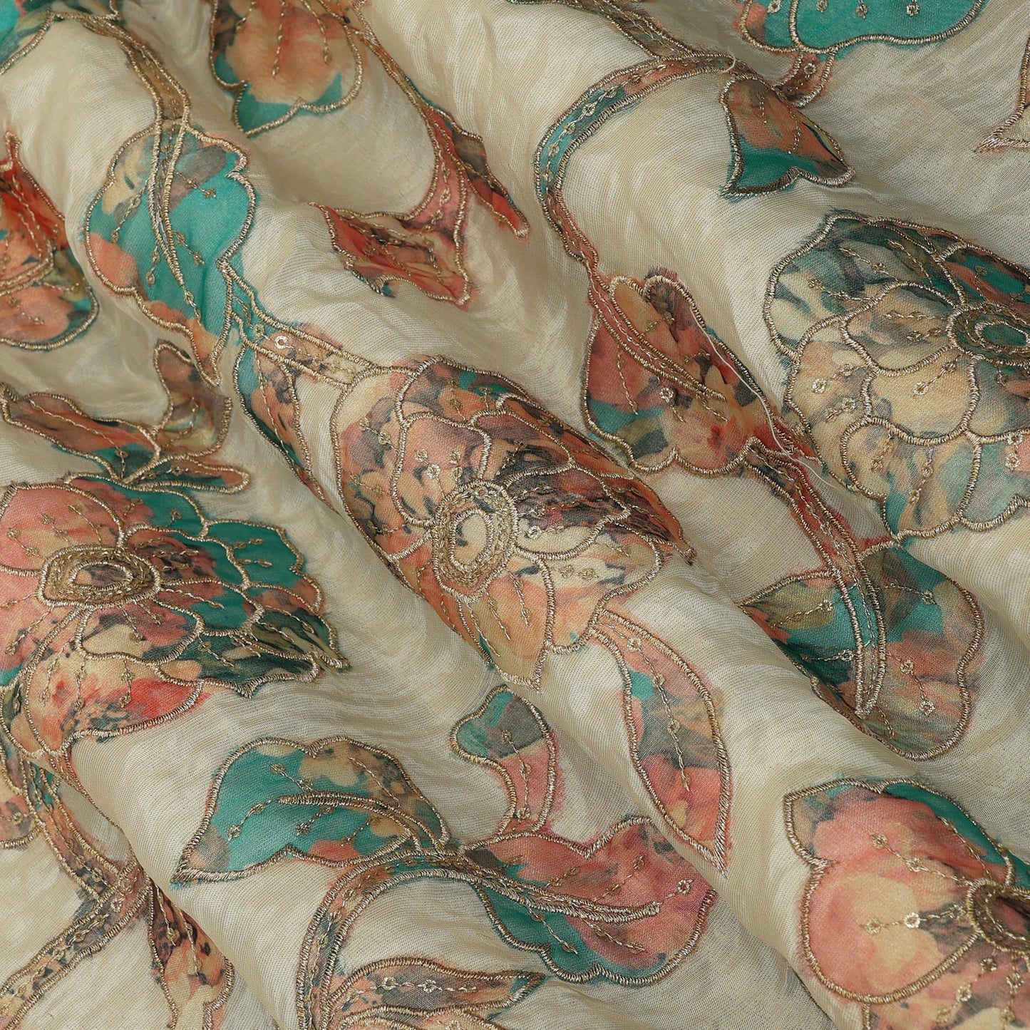 Floral Tissue Embroidery Fabric