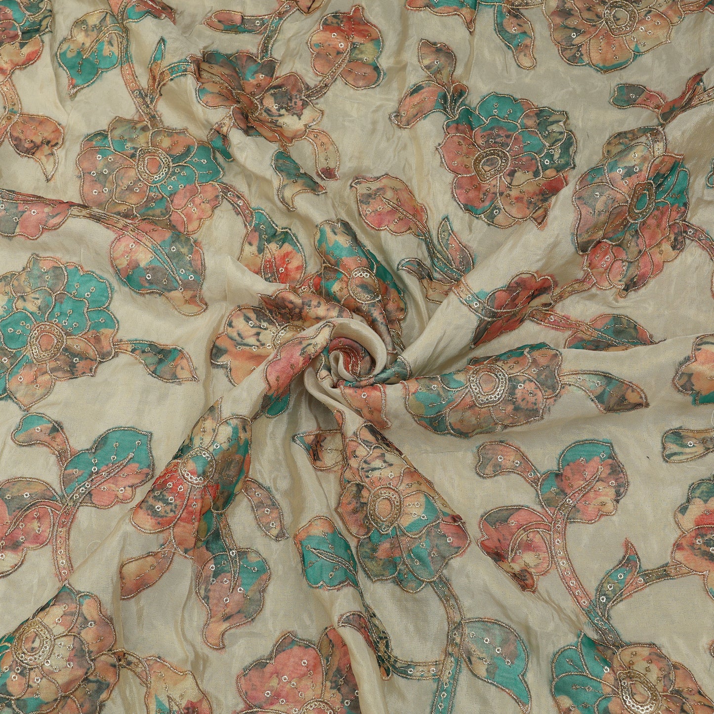 Floral Tissue Embroidery Fabric