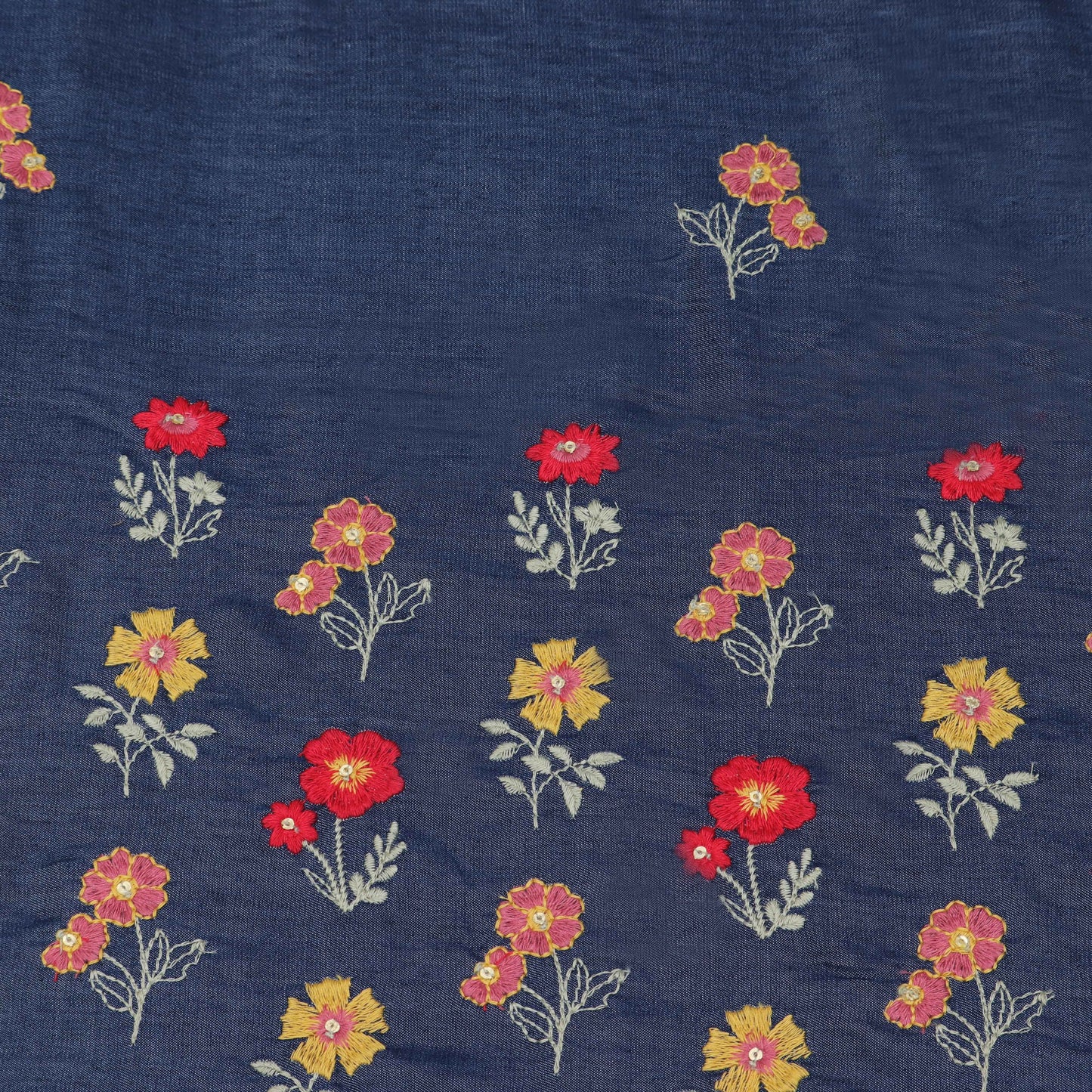 Blue Color Denim Boota Fabric