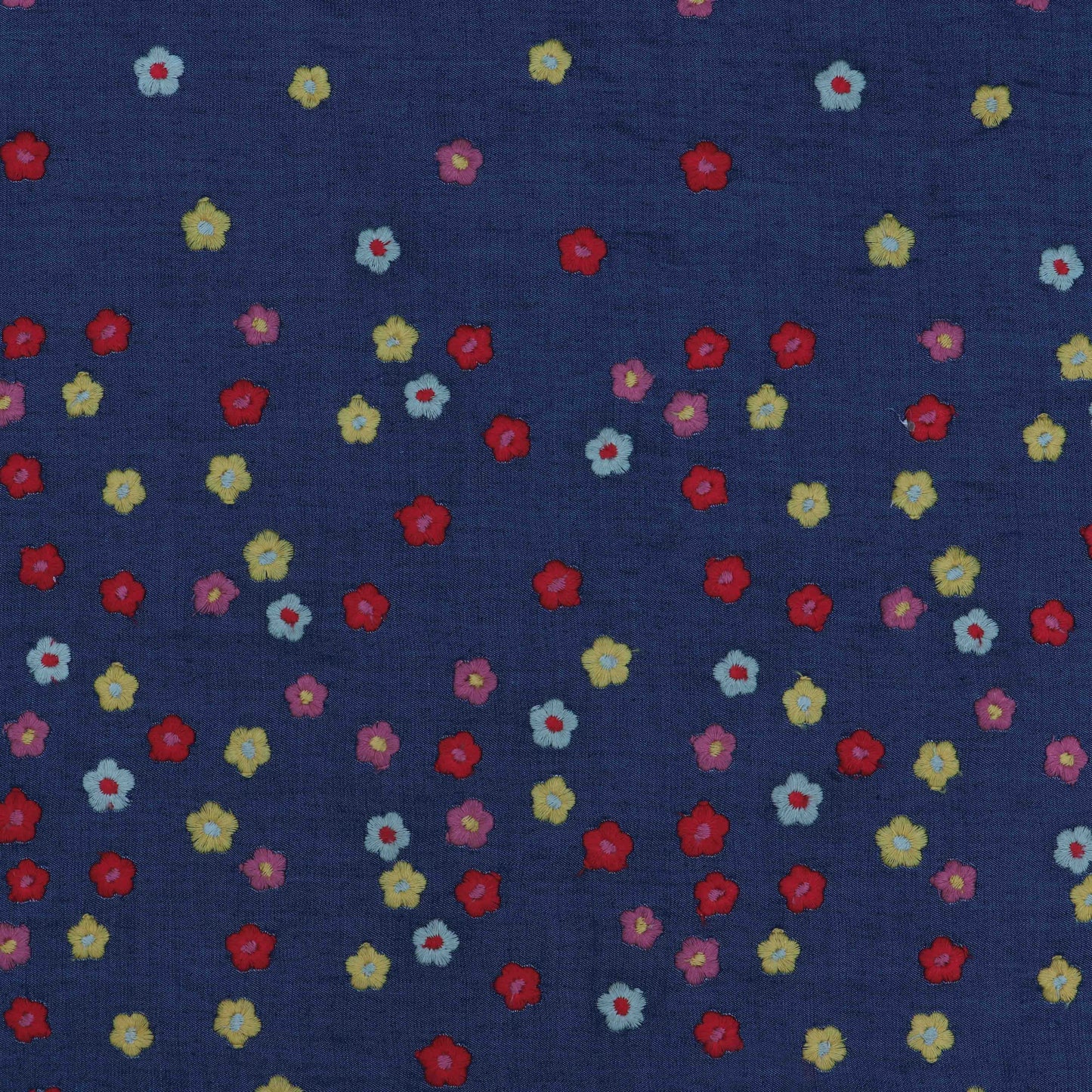 Blue Color Denim Embroidery Fabric