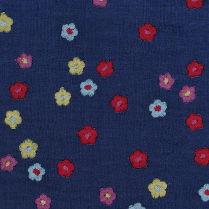 Blue Color Denim Embroidery Fabric