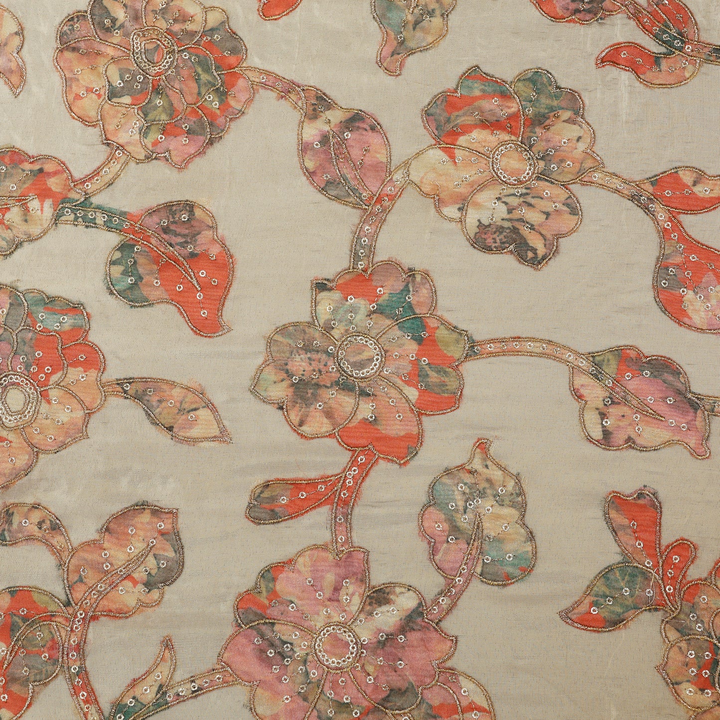 Floral Tissue Embroidery Fabric