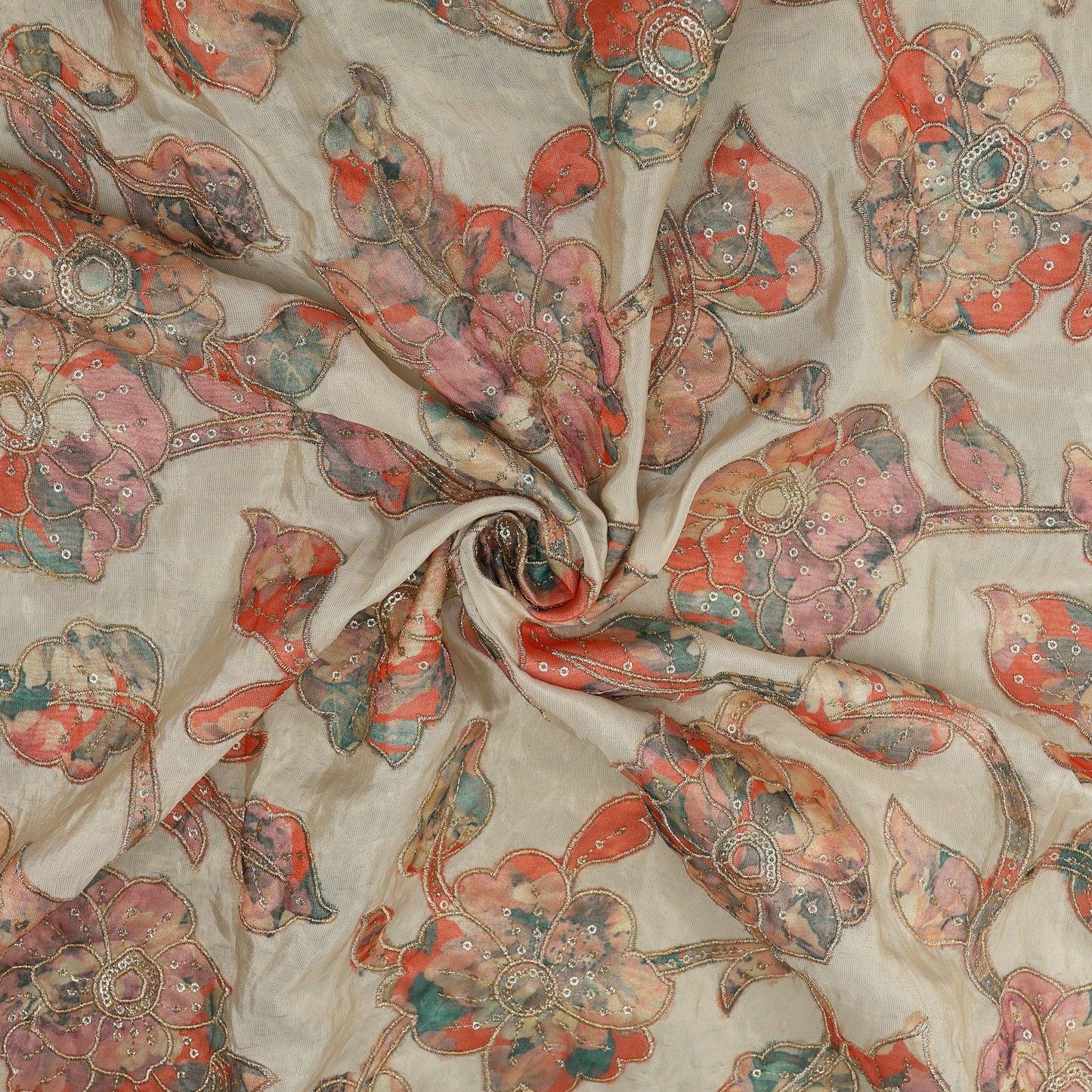 Floral Tissue Embroidery Fabric