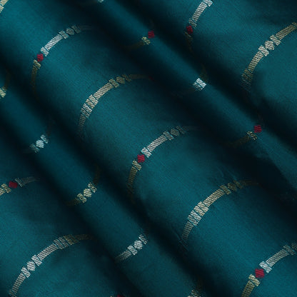 Teal Blue Color Brocade Fabric