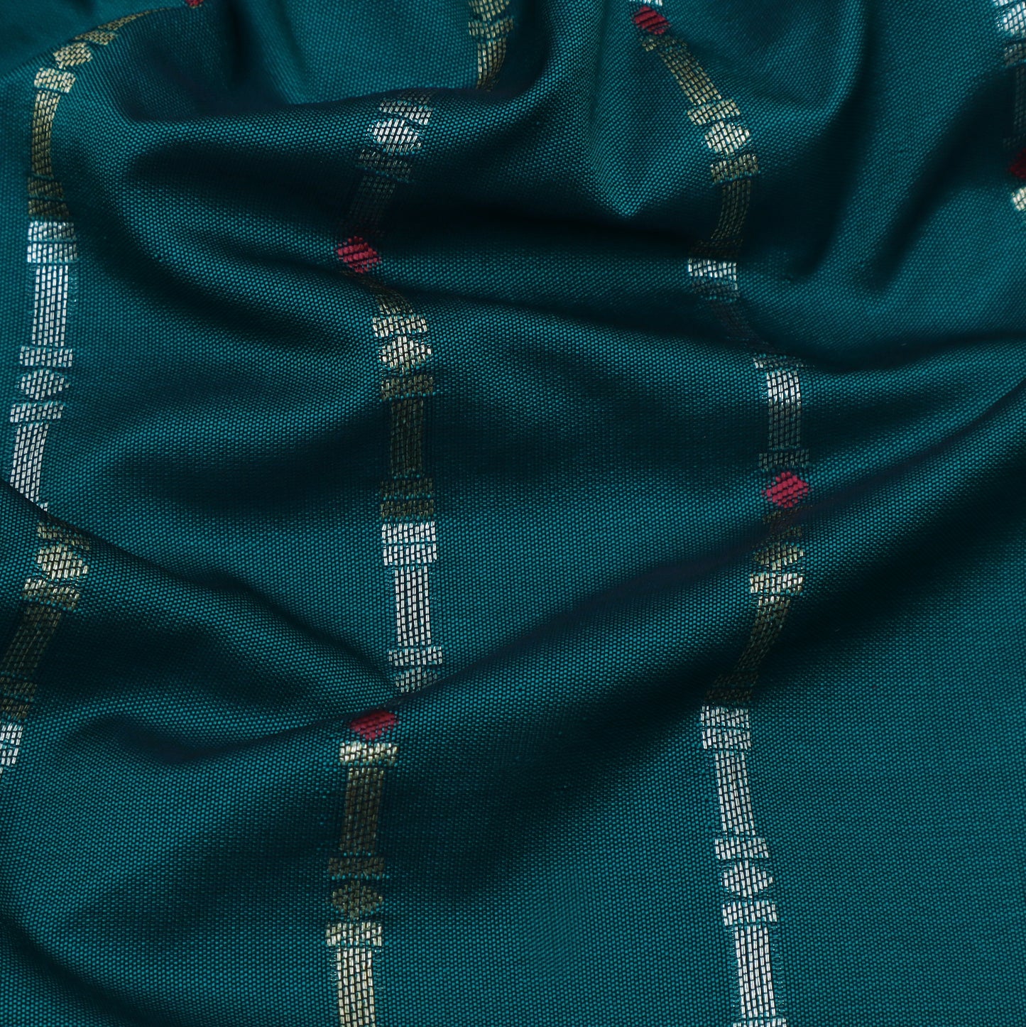 Teal Blue Color Brocade Fabric