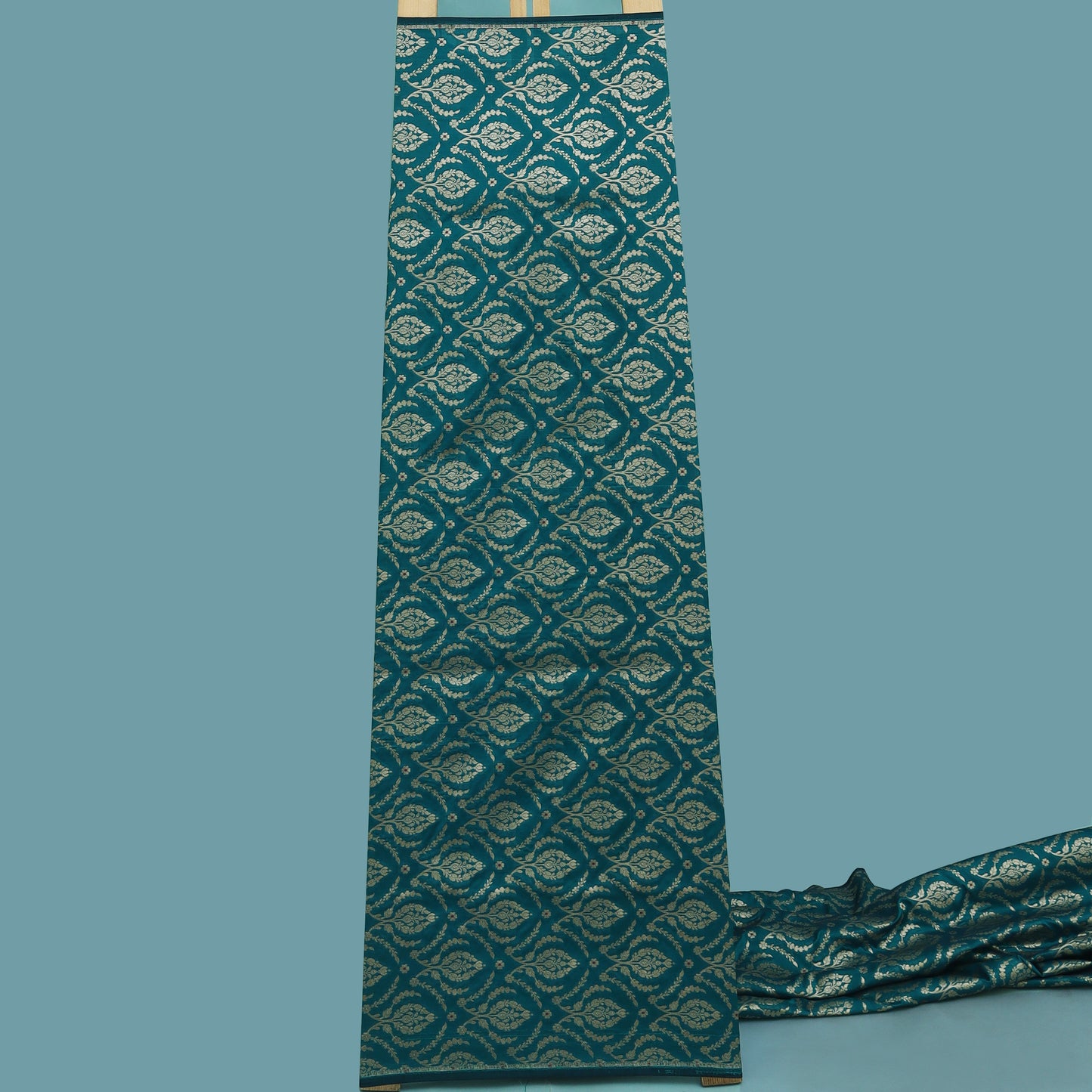 Teal Blue Color Brocade Fabric