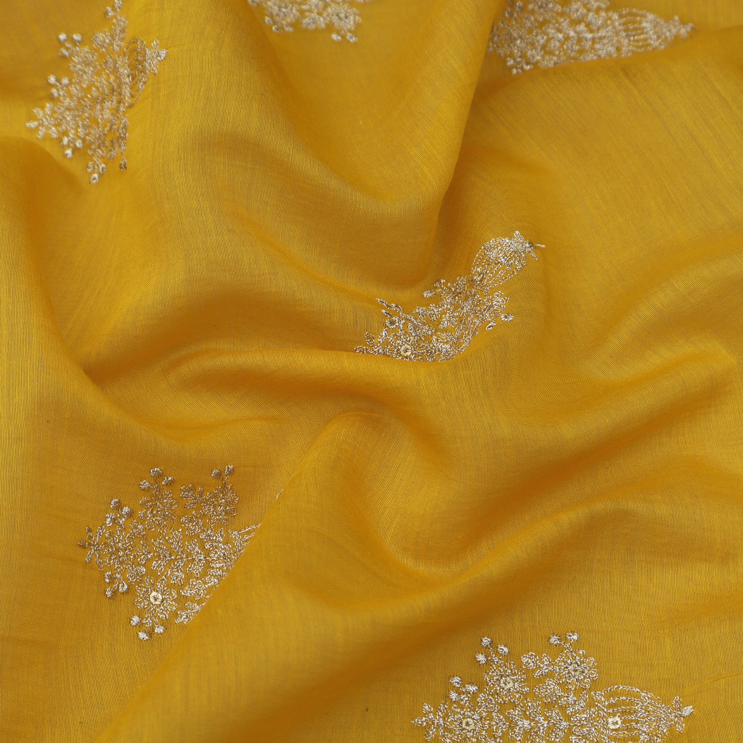 Yellow Color Chanderi Booti Fabric