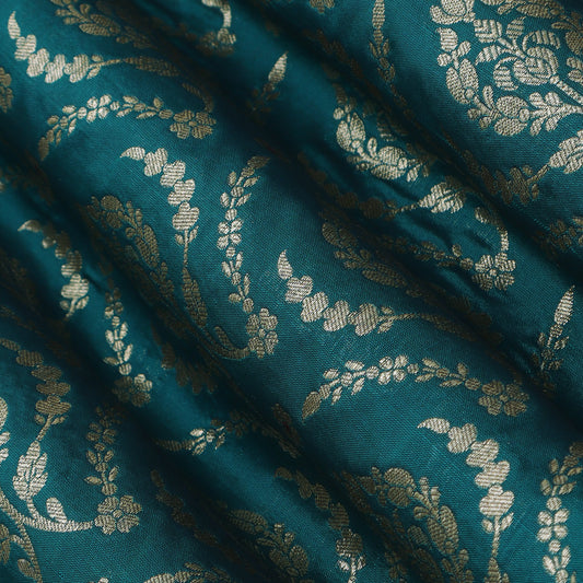 Teal Blue Color Brocade Fabric