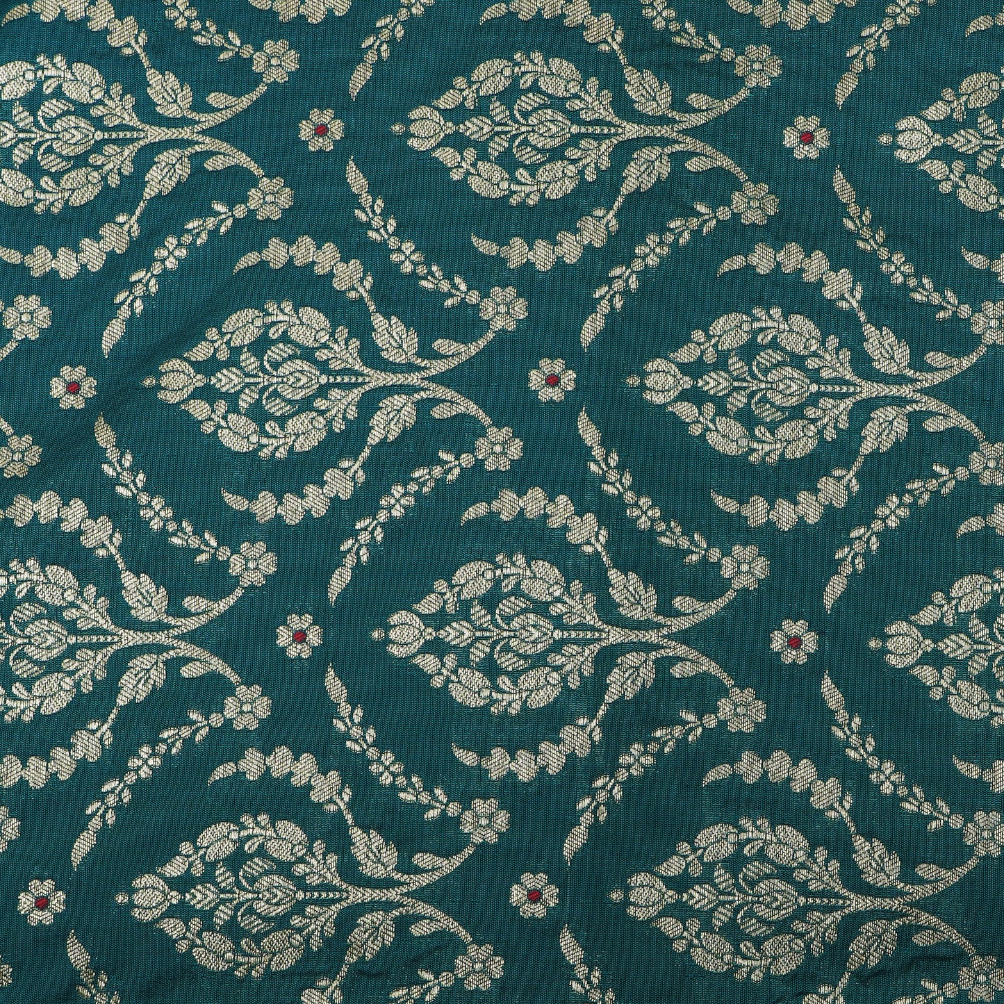 Teal Blue Color Brocade Fabric