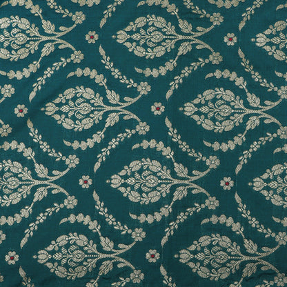 Teal Blue Color Brocade Fabric
