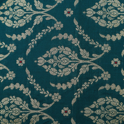 Teal Blue Color Brocade Fabric