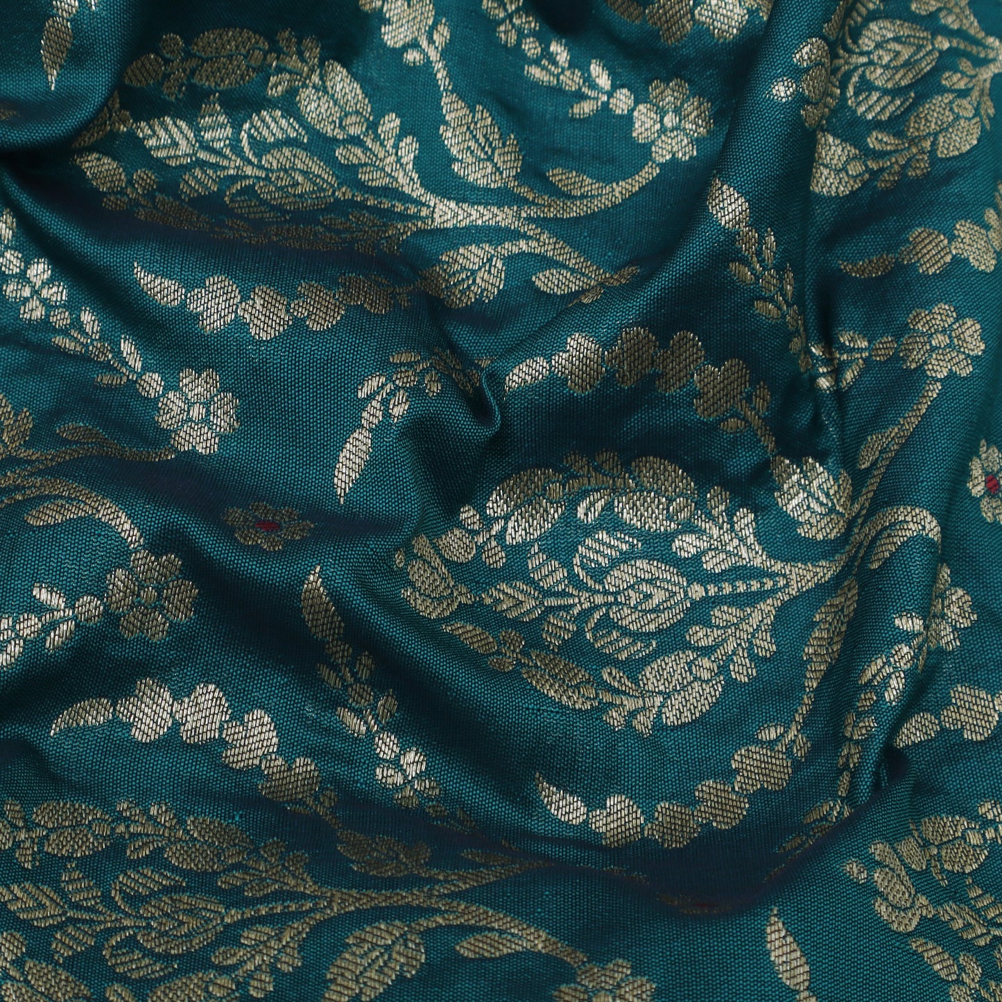 Teal Blue Color Brocade Fabric
