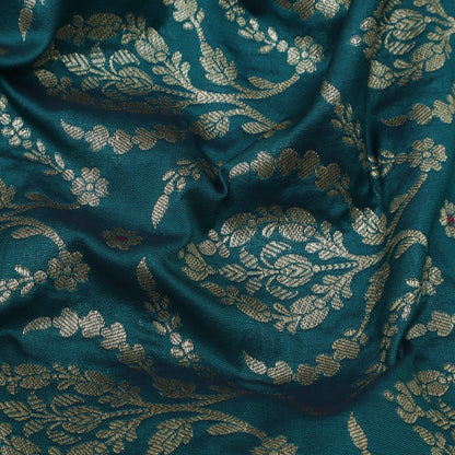 Teal Blue Color Brocade Fabric