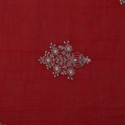 Maroon Color Color Chanderi Booti Fabric