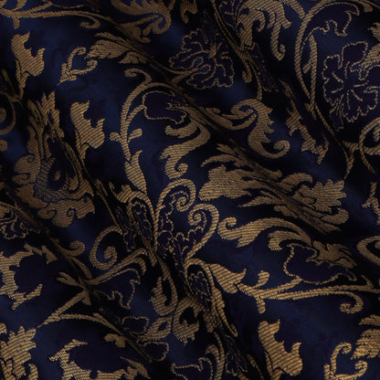 Navy Blue Color Brocade Fabric